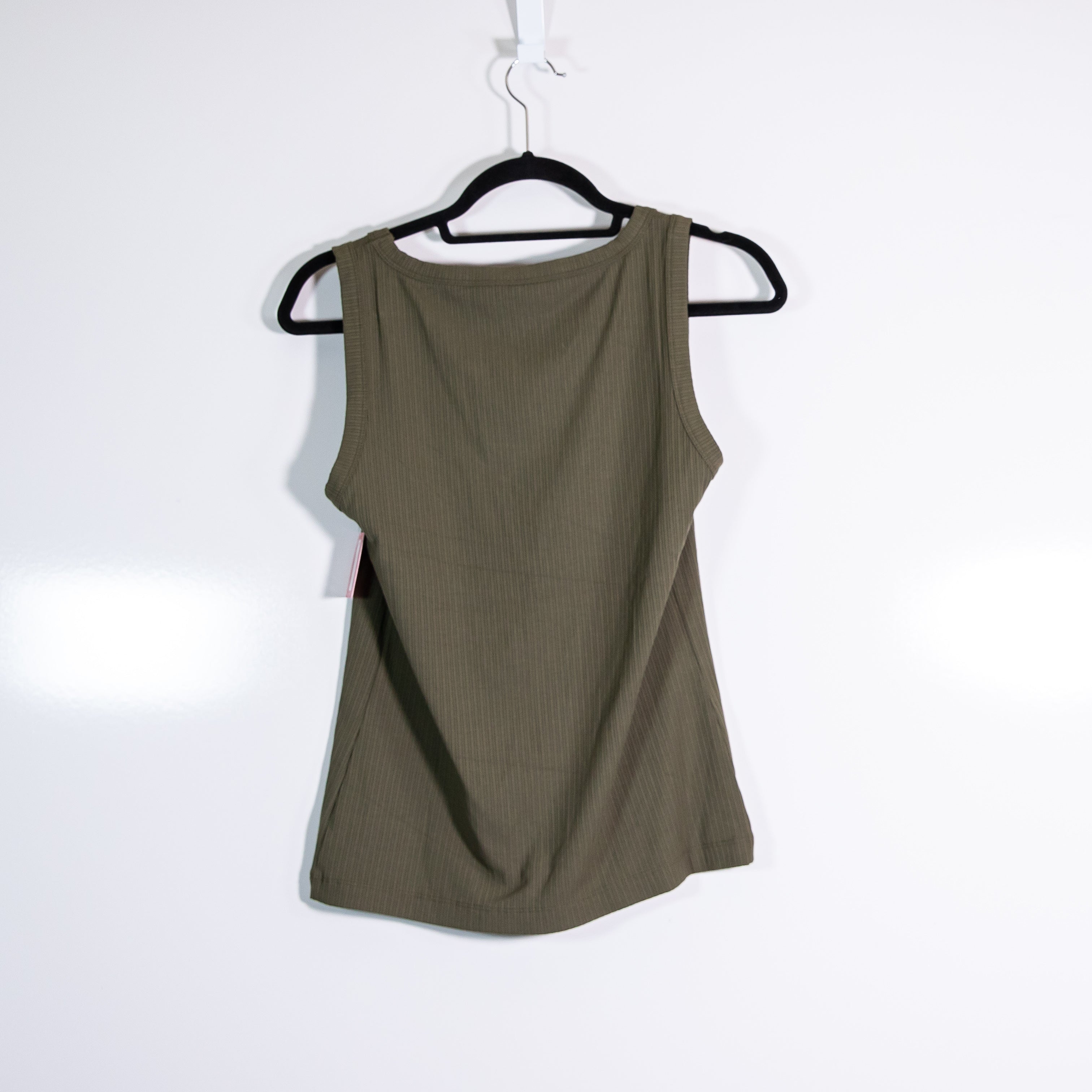 NEW Spanx Scoop Neck Sleeveless Ribbed Stretch Basic Tank Top Midnight Olive M