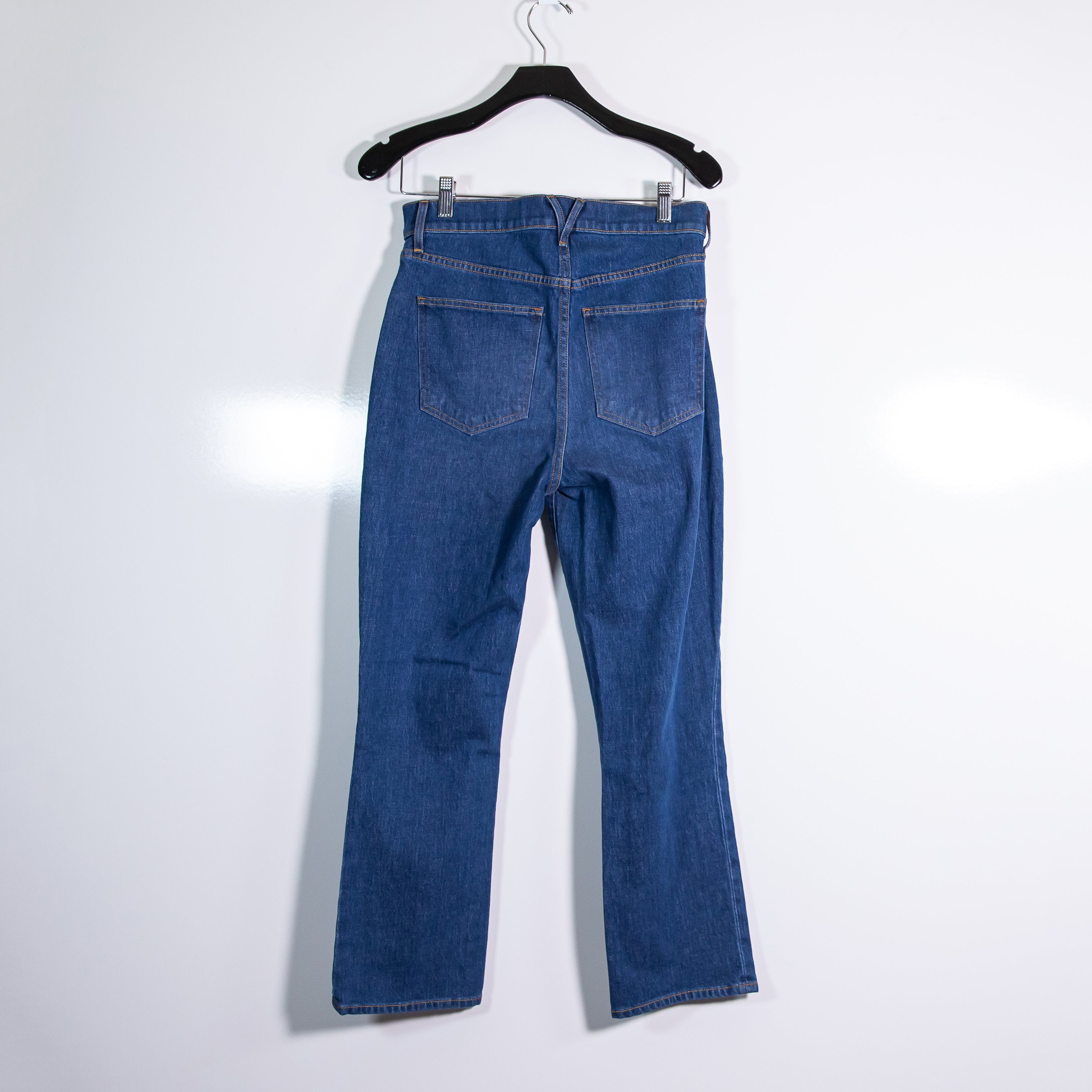 Veronica Beard Carly Kick Flare Crop High Rise Cotton Cornflower Wash Jeans 28