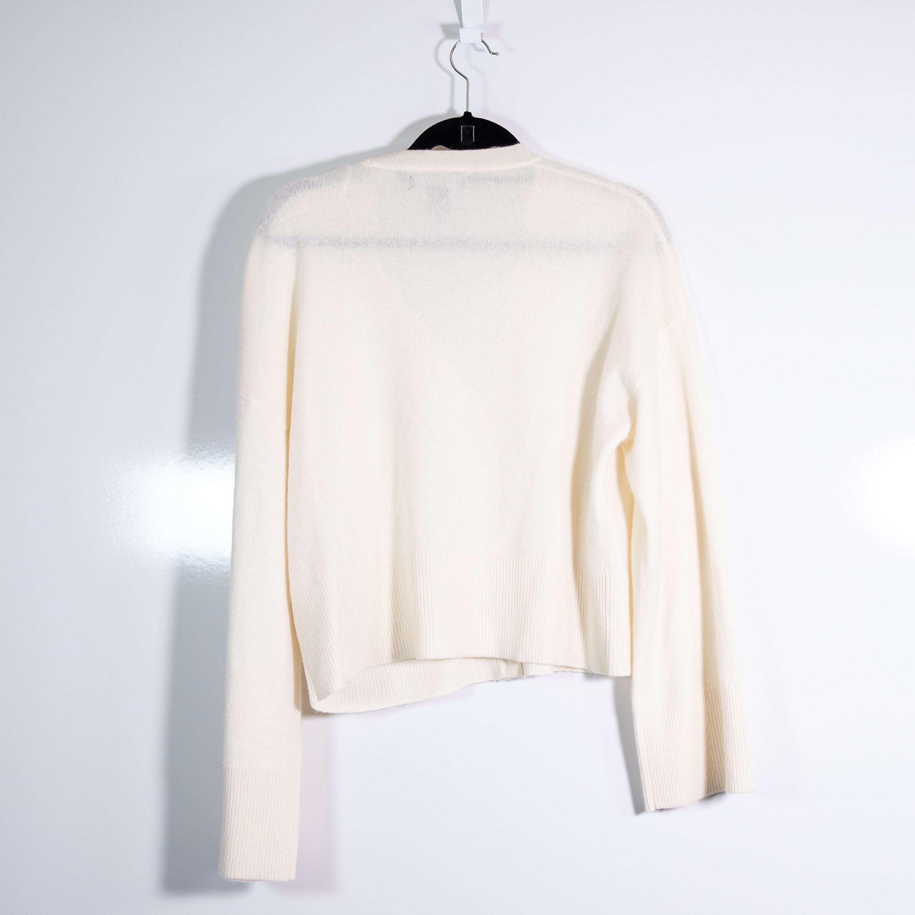 Tahari 100% 2Ply Cashmere Knit Button Front Cardigan Sweater Ivory Medium