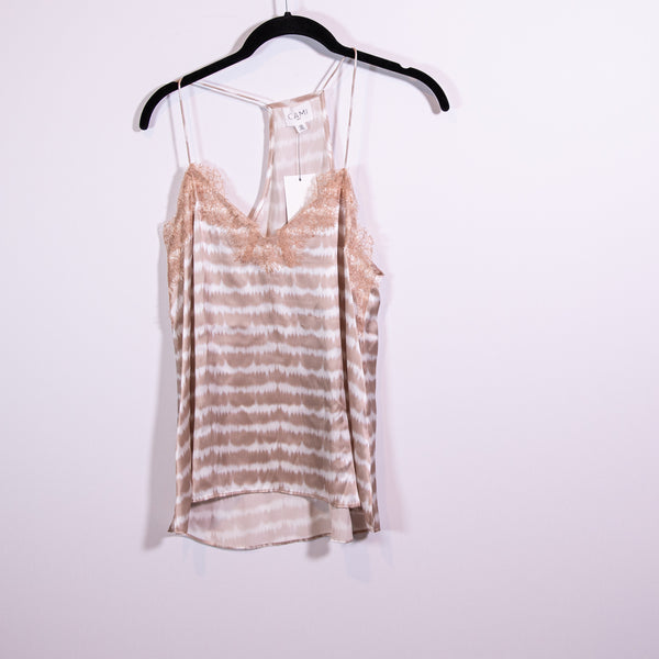 NEW Cami NYC Racer Charmeuse Silk Satin Slip Camisole Tank Top Dye Stripe XS