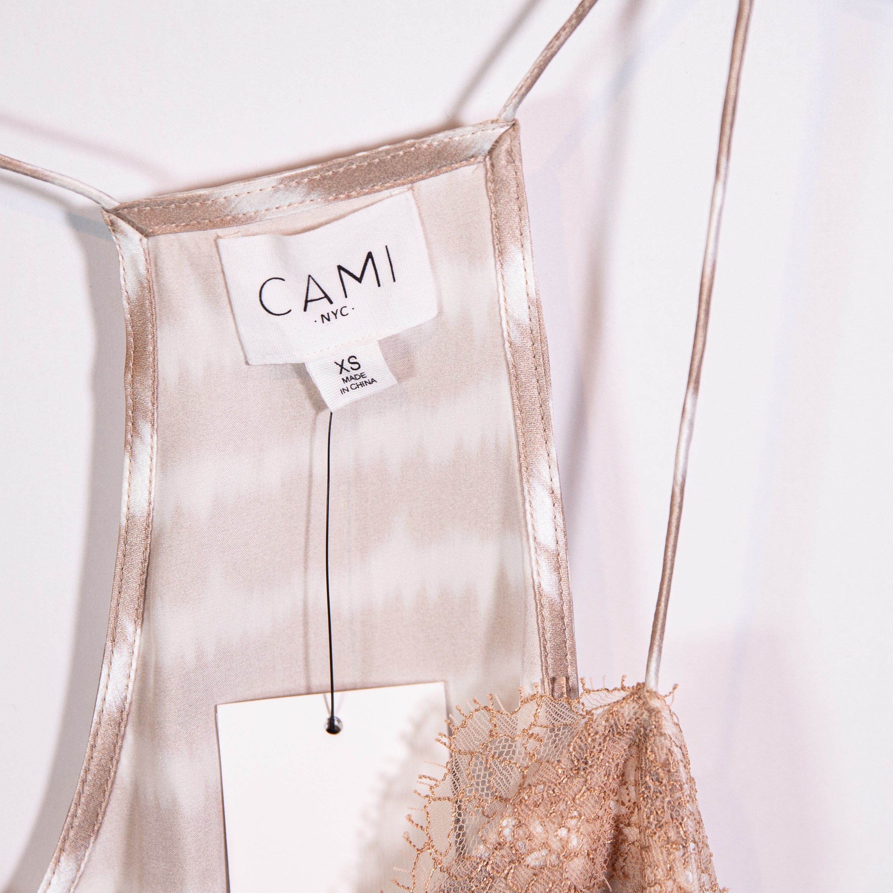 NEW Cami NYC Racer Charmeuse Silk Satin Slip Camisole Tank Top Dye Stripe XS