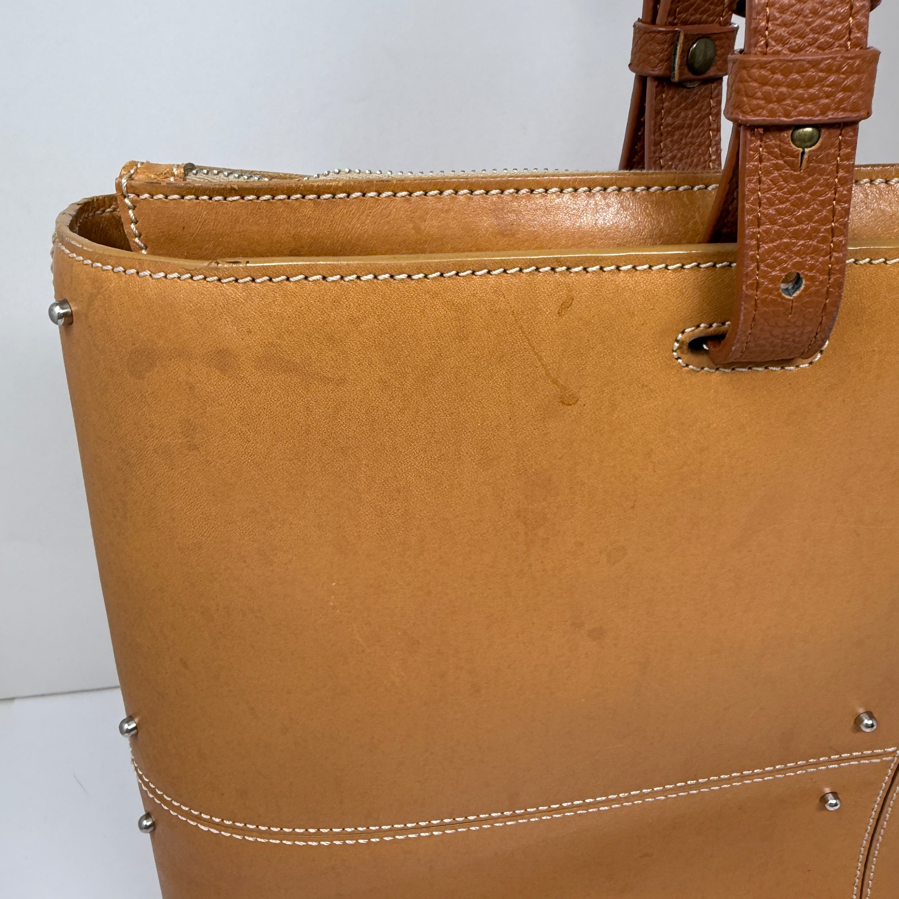 Tod's Genuine Leather Studded Embellished Patchwork Shoulder Purse Tote Bag