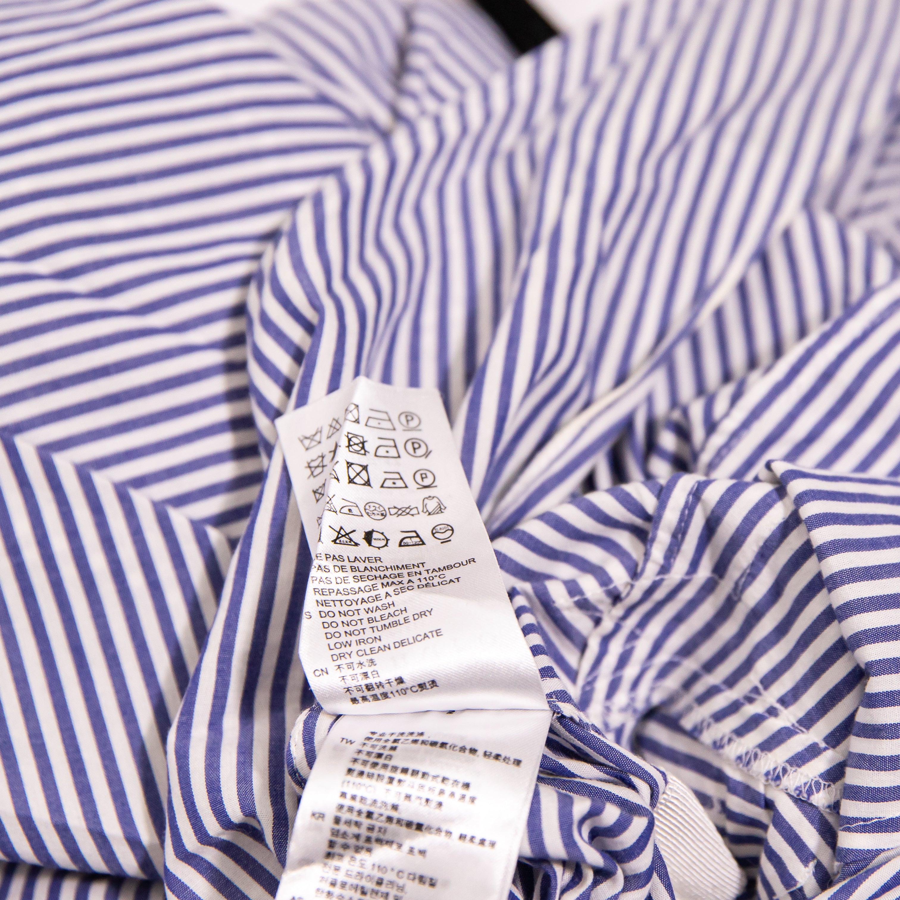 Sandro Cotton Poplin Blue White Pinstripe Floral Lace Applique Fit Flare Dress S