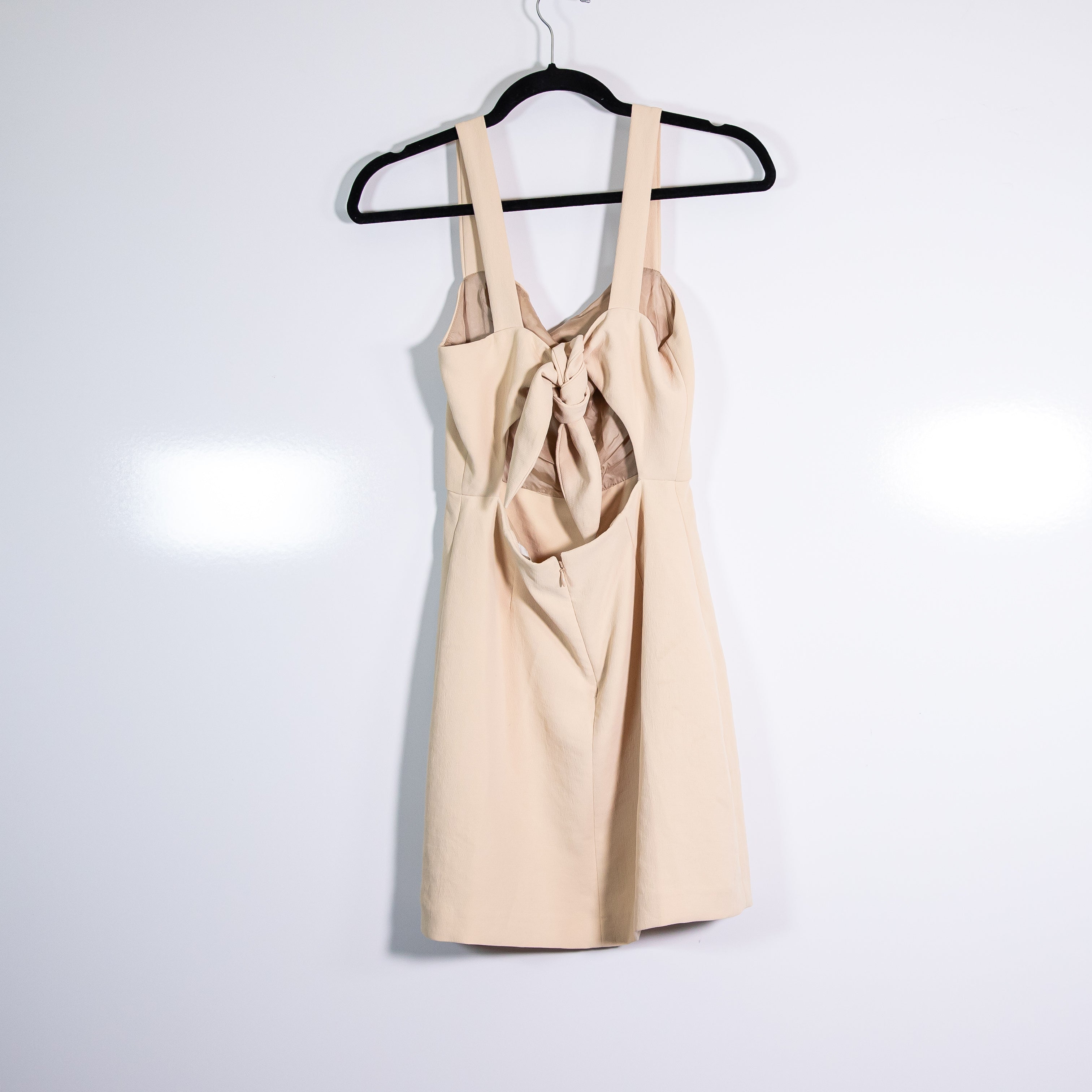 Wilfred Aritzia Aperature Tie Back Squareneck Japanese Crepe Mini Dress Beige 2