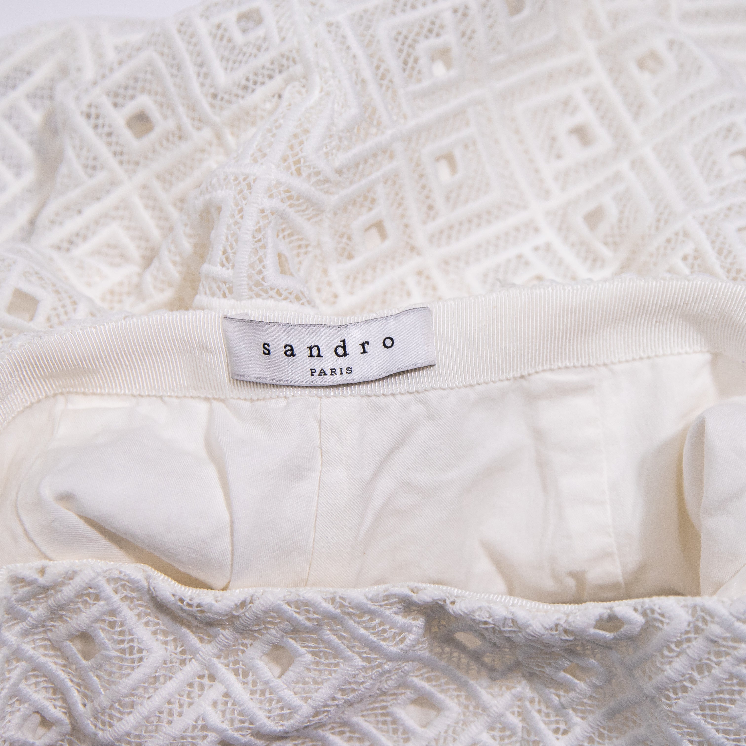 Sandro Women's Lace Crochet Knit High Waisted Mini Shorts White Small