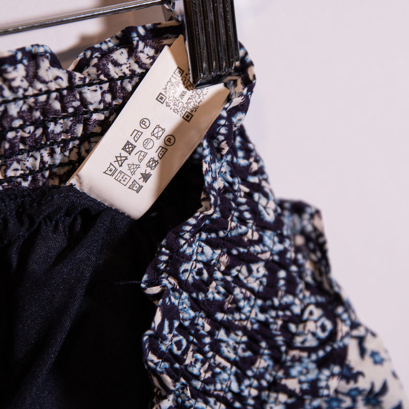 NEW Zara Cotton Blue White Micro Floral Flower Print Pattern Mini Skirt M
