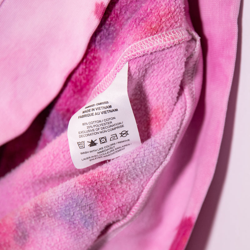 Nike Women's Cotton Terry Crew Neck Long Sleeve Pink Tie Dye Pullover Sweatshirt