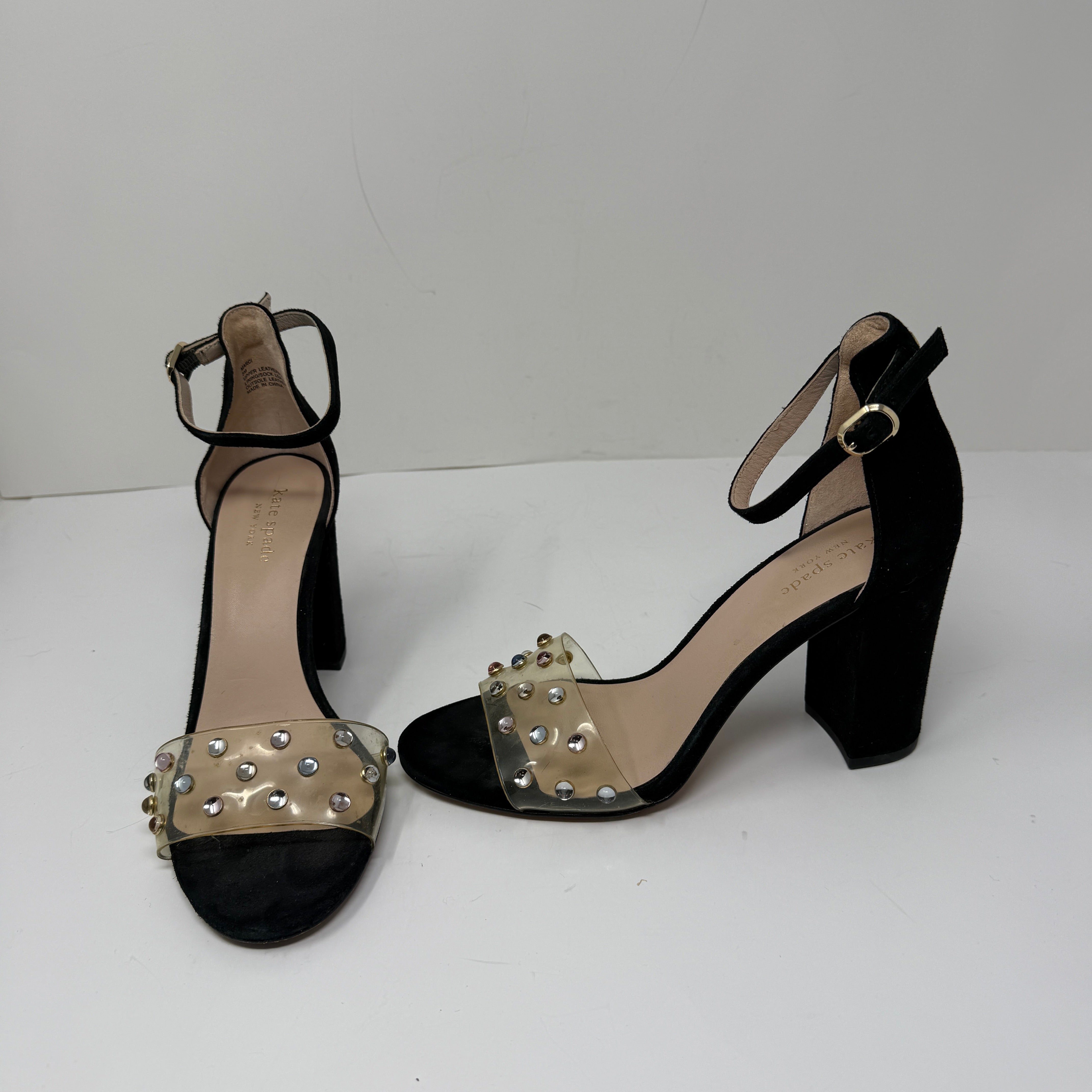 Kate Spade Marci Genuine Suede Beaded Embellished Open Toe Sandal High Heels 8