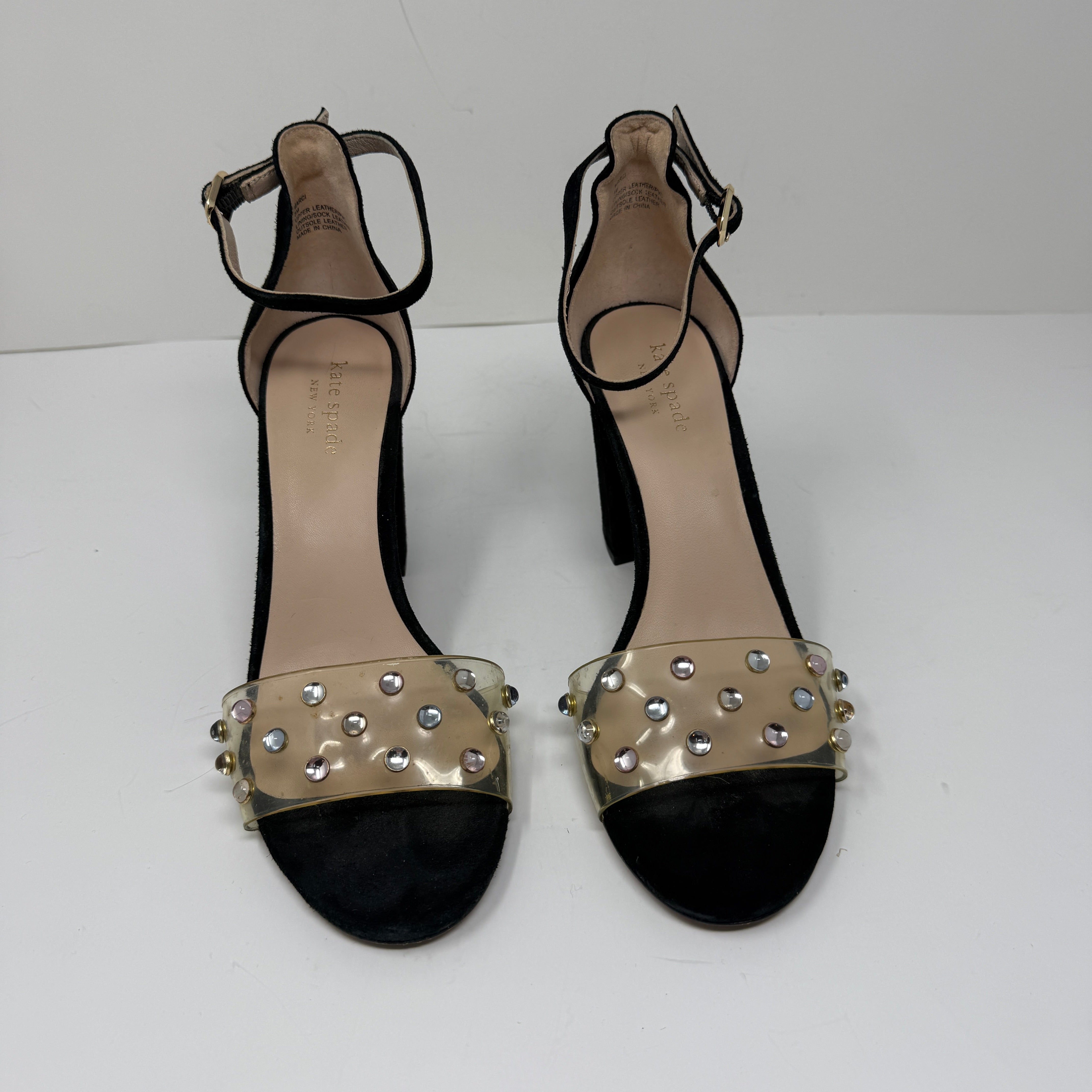 Kate Spade Marci Genuine Suede Beaded Embellished Open Toe Sandal High Heels 8
