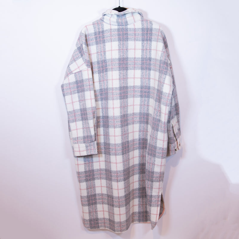 NEW If By Sea Anthropologie Bobbie Felt Oversize Plaid Print Coat Jacket Small