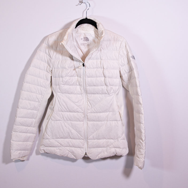 The North Face Women's Goose Down Blend Fill Quilted Puffer Solid White Jacket M