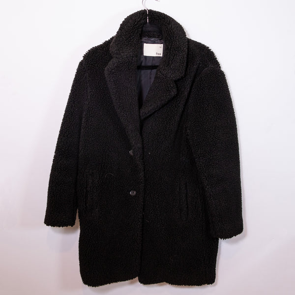 Wilfred Free Aritzia The Teddy Faux Shearling Collared Cocoon Coat Jacket Black