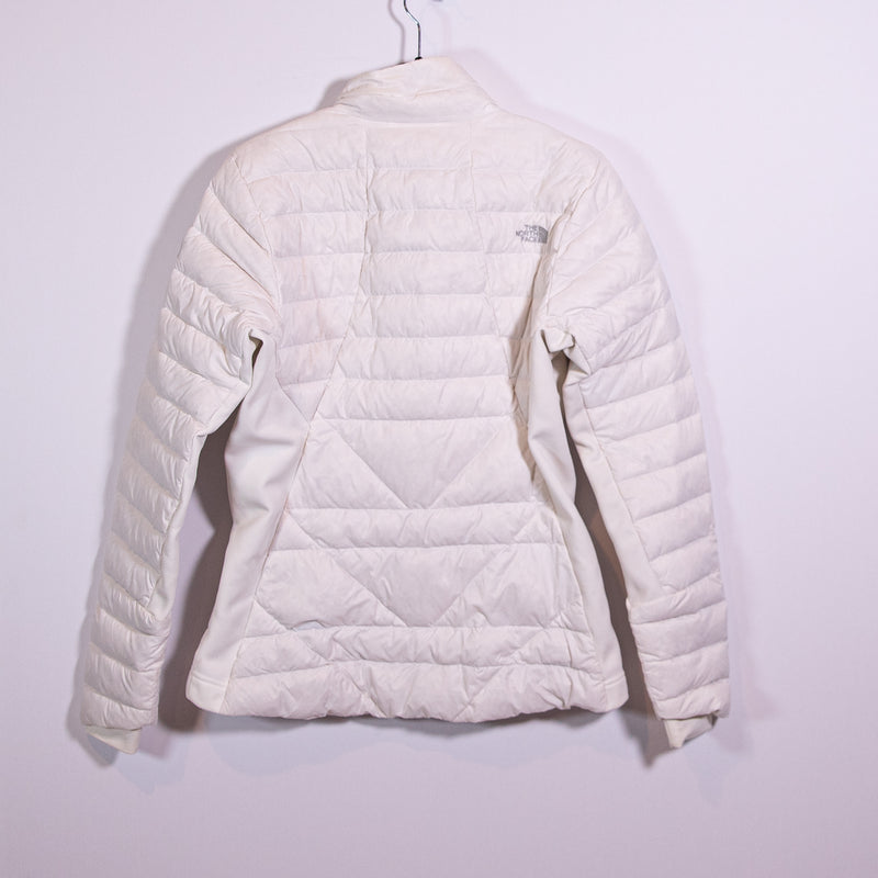 The North Face Women's Goose Down Blend Fill Quilted Puffer Solid White Jacket M