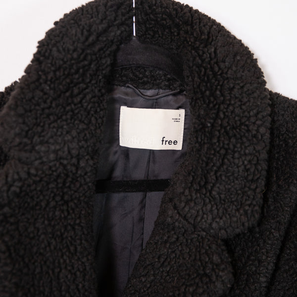 Wilfred Free Aritzia The Teddy Faux Shearling Collared Cocoon Coat Jacket Black