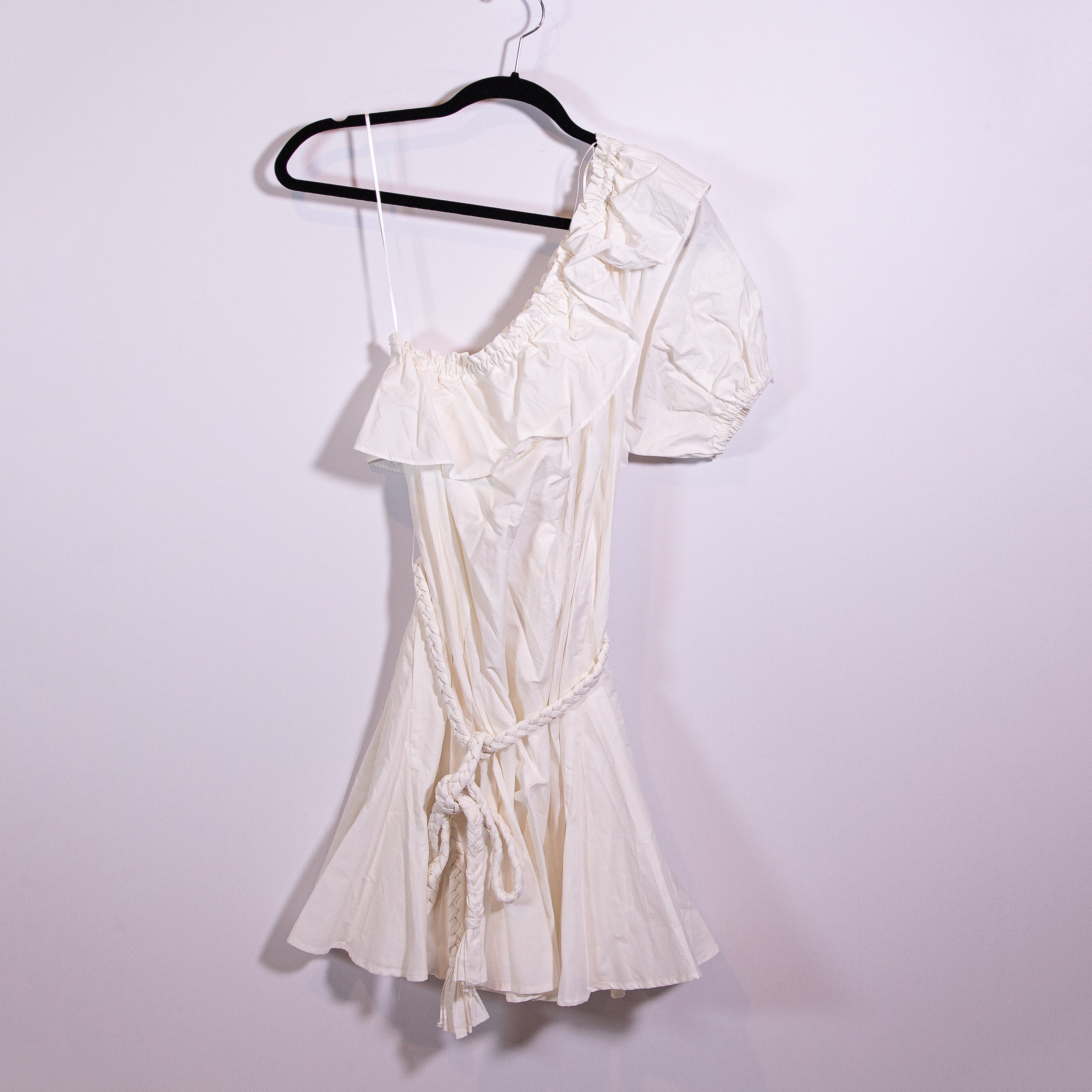 NEW Rhode x Target Cotton Poplin One Shoulder Ruffle Belted Mini Dress White M