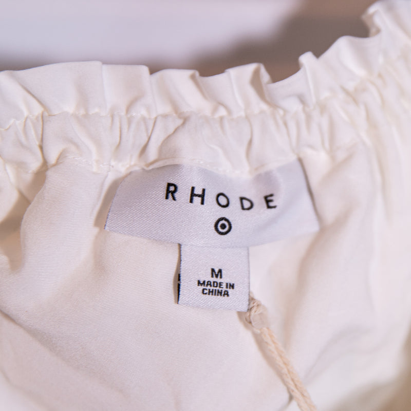 NEW Rhode x Target Cotton Poplin One Shoulder Ruffle Belted Mini Dress White M