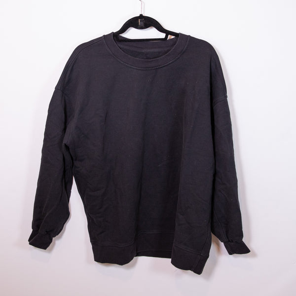 Lululemon Perfectly Oversized Crew Neck Long Sleeve Terry Sweatshirt Solid Black