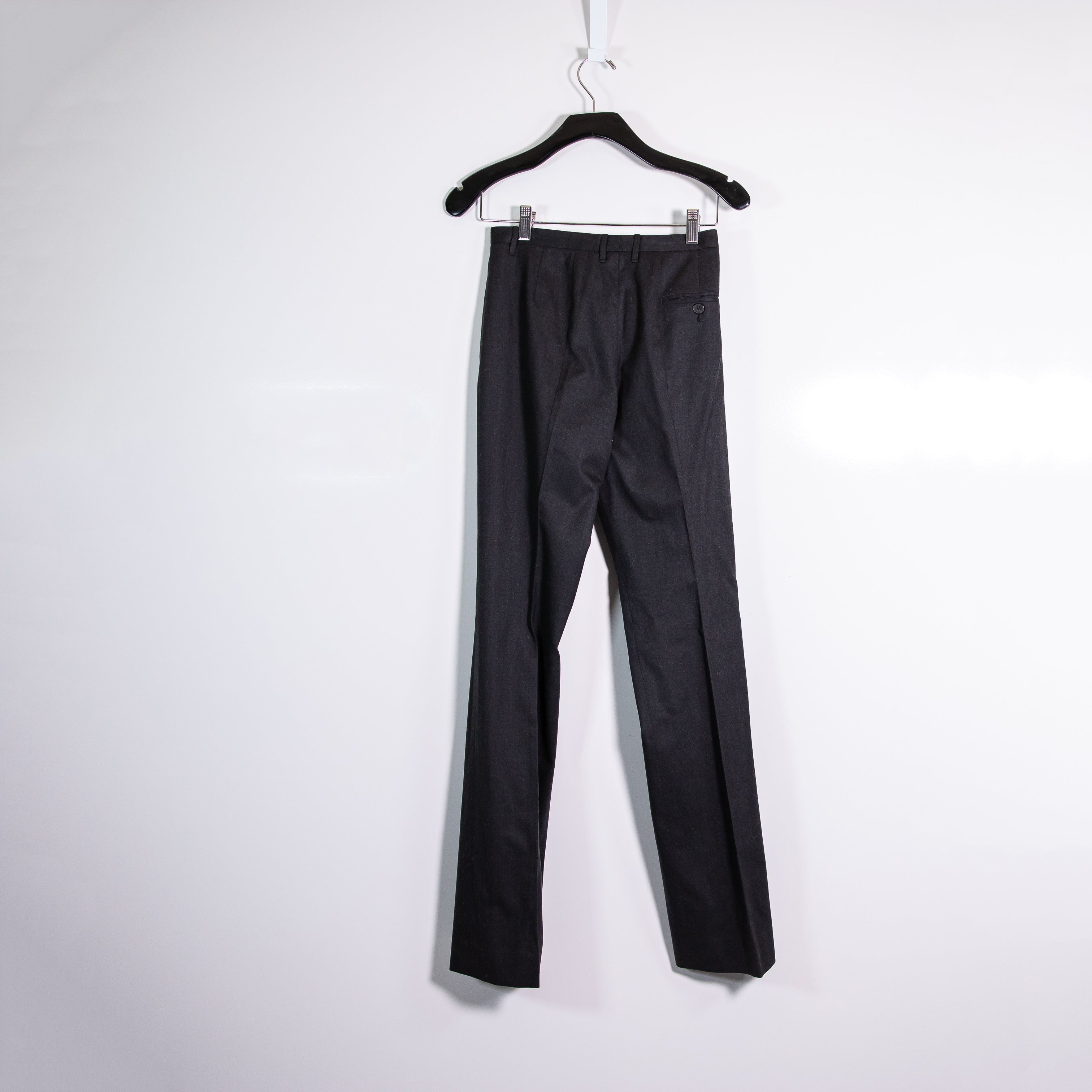 Jil Sander Virgin Wool Stretch Mid Rise Straight Leg Trouser Pants Black 34