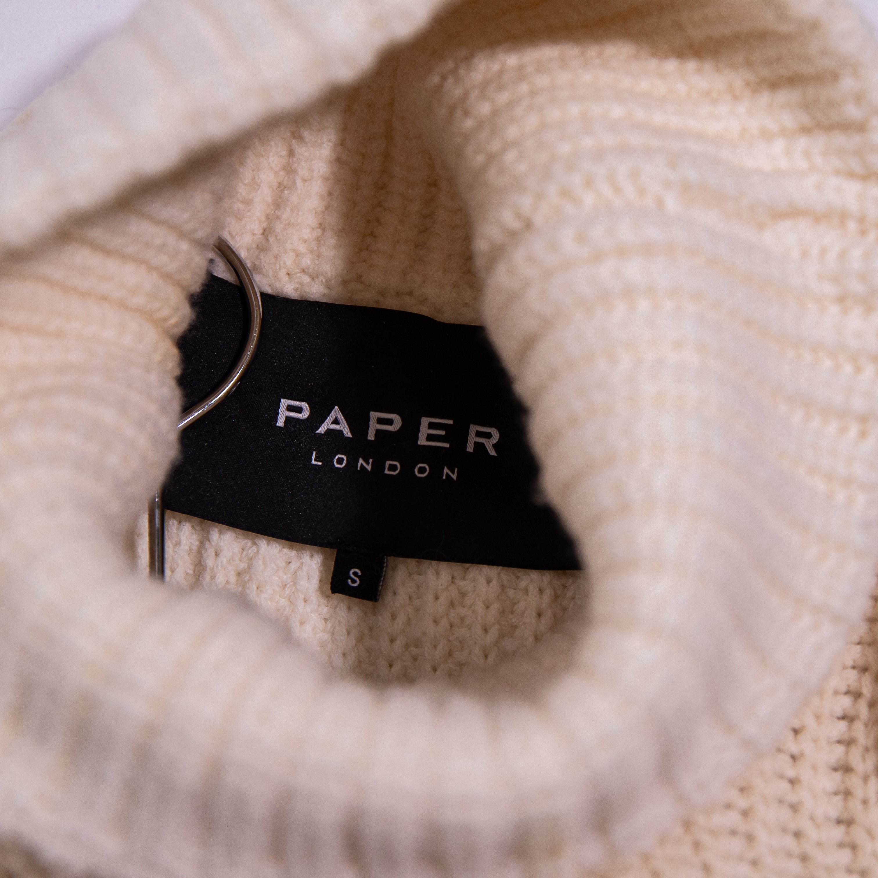 Paper London Wool Chunky Knit Puff Sleeve Turtleneck Pullover Sweater Ivory S