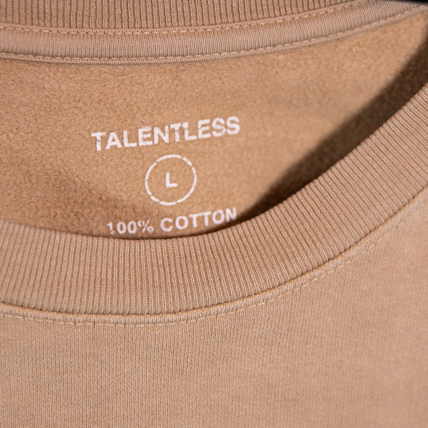 Talentless Kim Is My Lawyer Graphic Print Cotton Terry Crew Neck Sweater Beige L