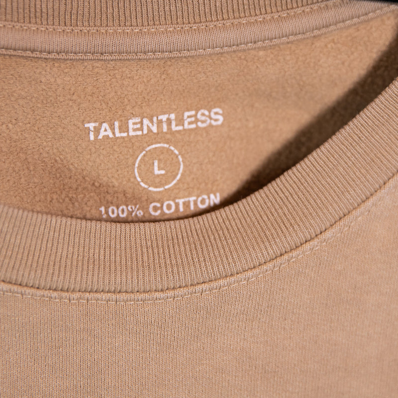 Talentless Kim Is My Lawyer Graphic Print Cotton Terry Crew Neck Sweater Beige L