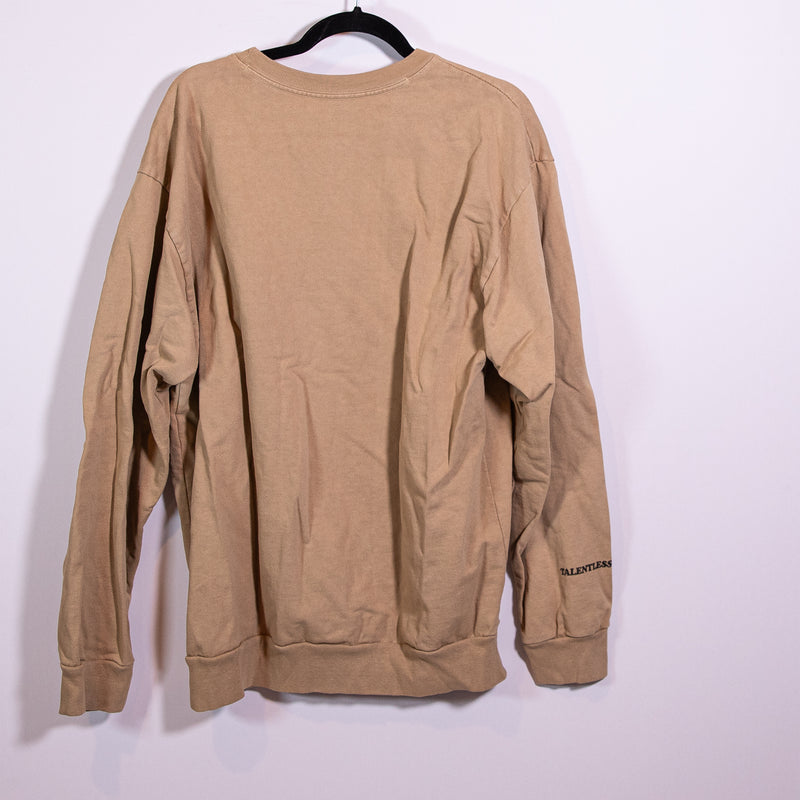 Talentless Kim Is My Lawyer Graphic Print Cotton Terry Crew Neck Sweater Beige L