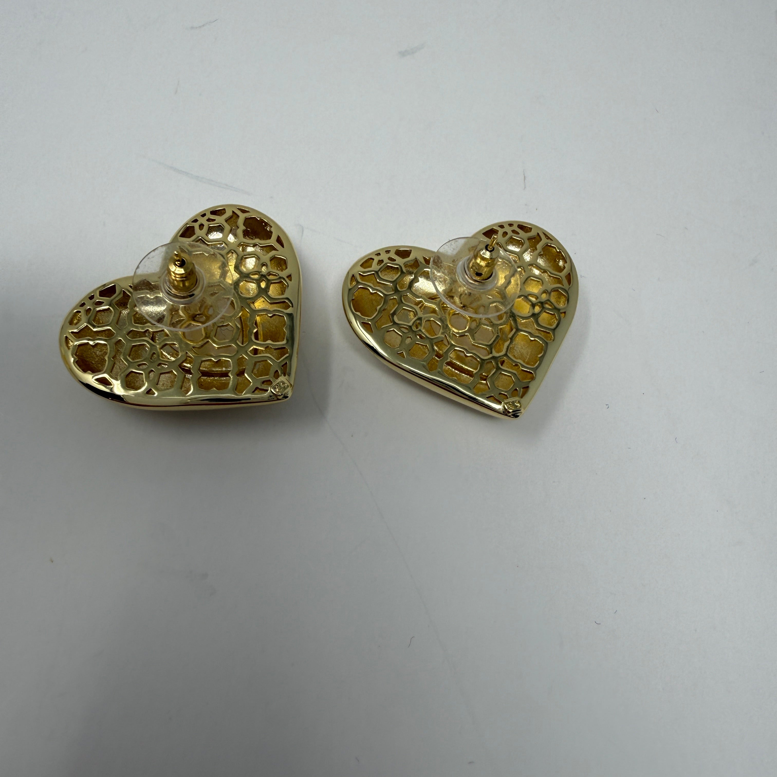 Kendra Scott Sasha Heart 14k Gold Plated Brass Mother Of Pearl Stud Earrings
