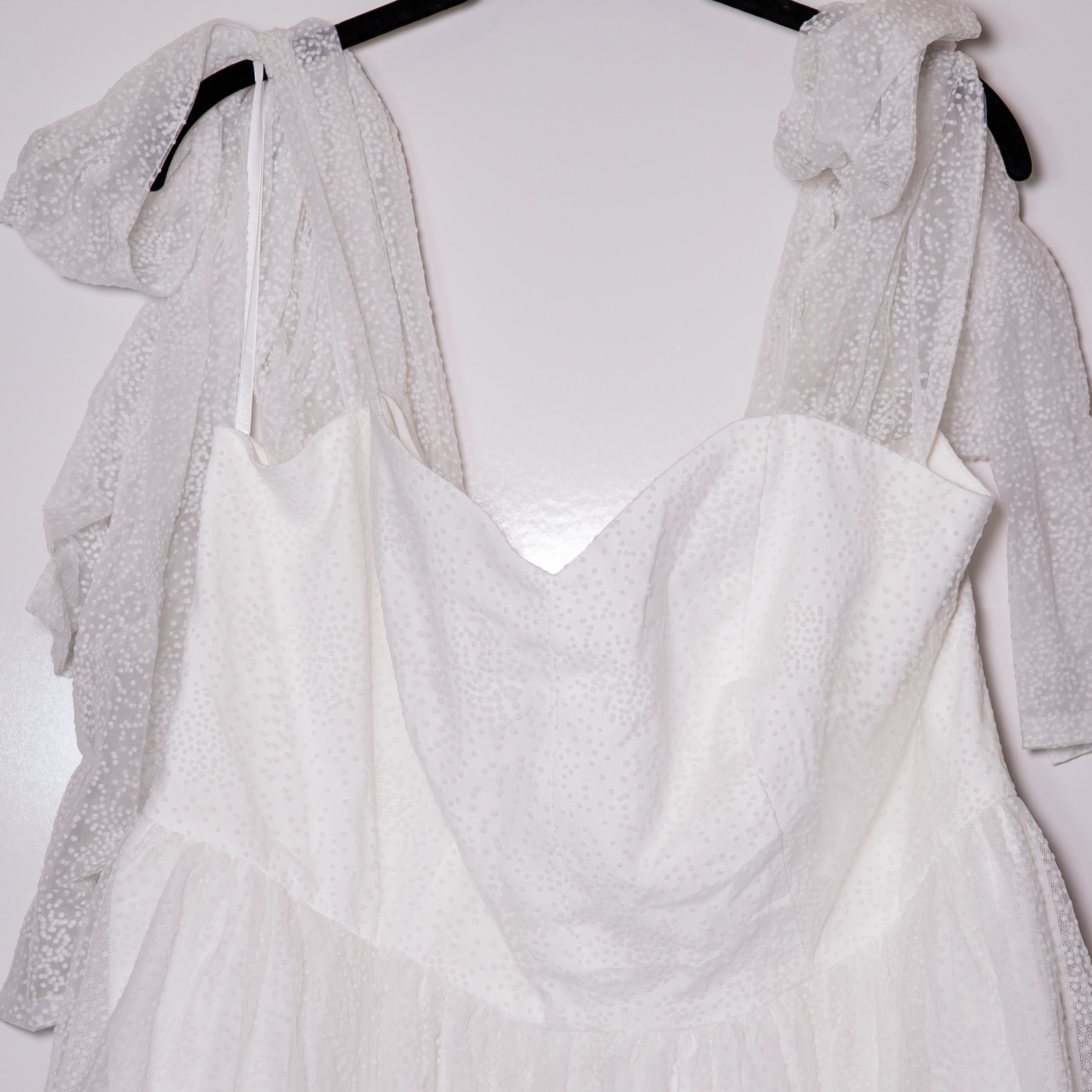 Eloquii x Bridal Bride Tie Shoulder Swiss Dot Chiffon Fully Lined Mini Dress 20