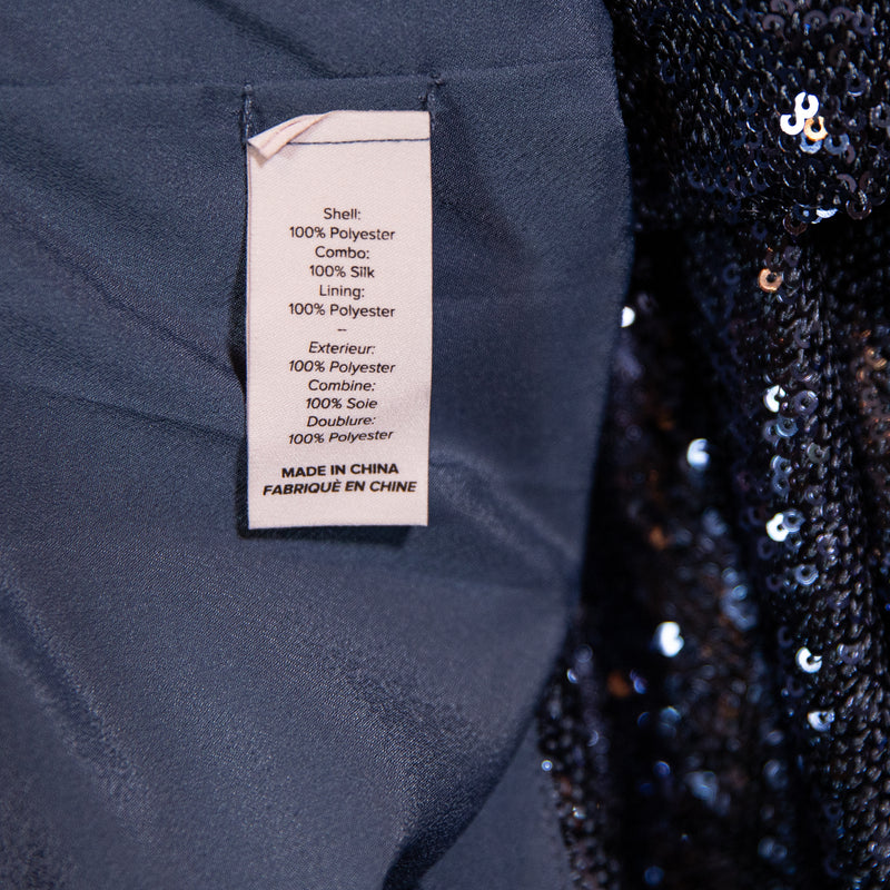 NEW Cinq A Sept Skylar Sequin Embellished Sparkle Mini Dress In Onyx Blue 6