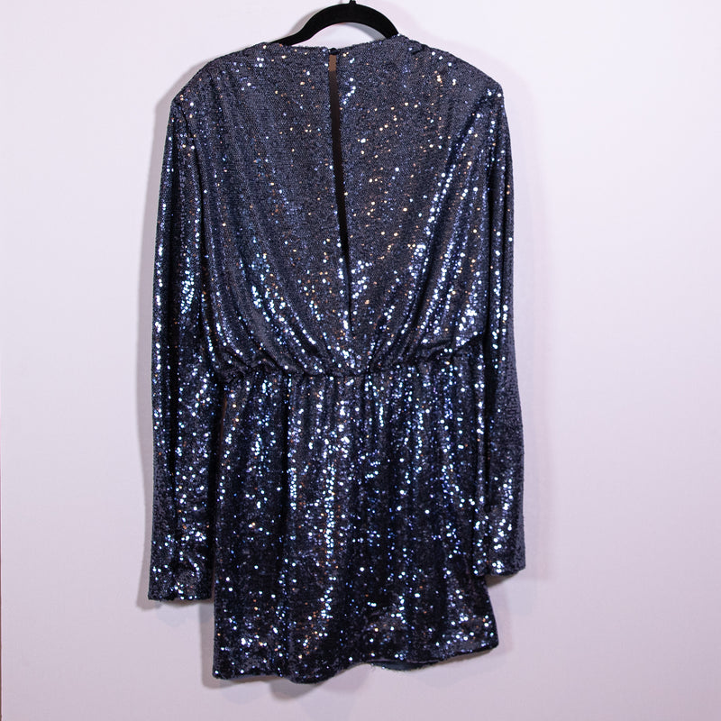 NEW Cinq A Sept Skylar Sequin Embellished Sparkle Mini Dress In Onyx Blue 6