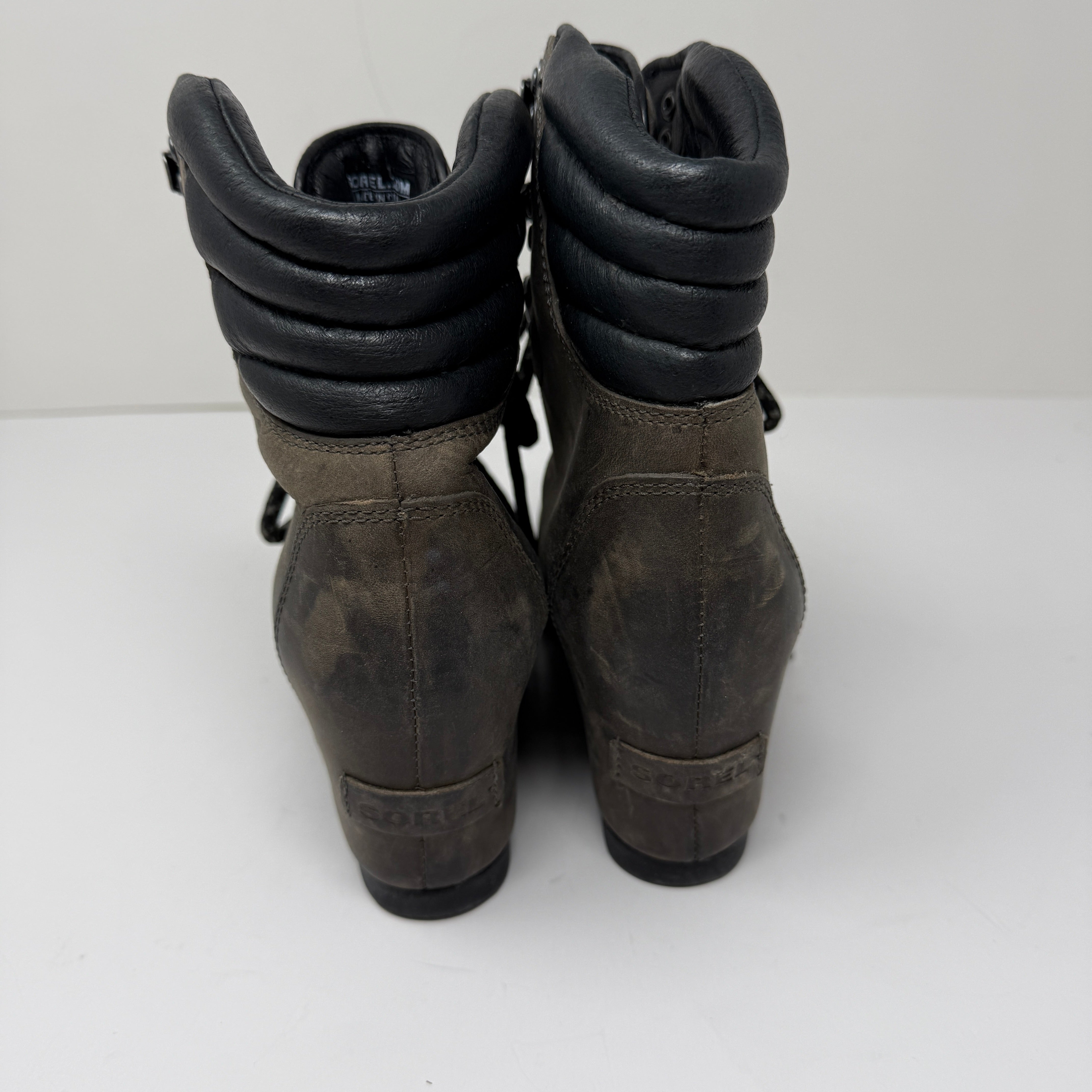 Sorel Women's Conquest Water Resistant Leather Ankle Wedge Booties Shoes 6.5
