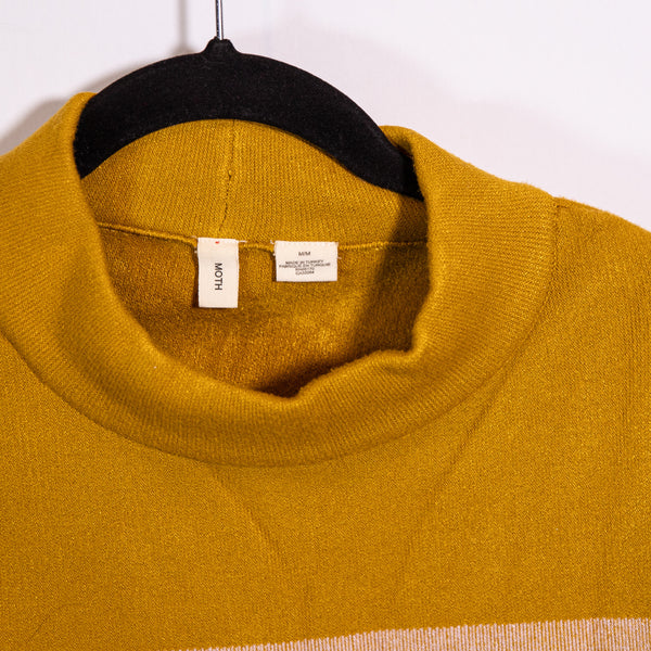 Moth Anthropologie Mock Neck Stripe Print Pattern Knit Stretch Pullover Sweater