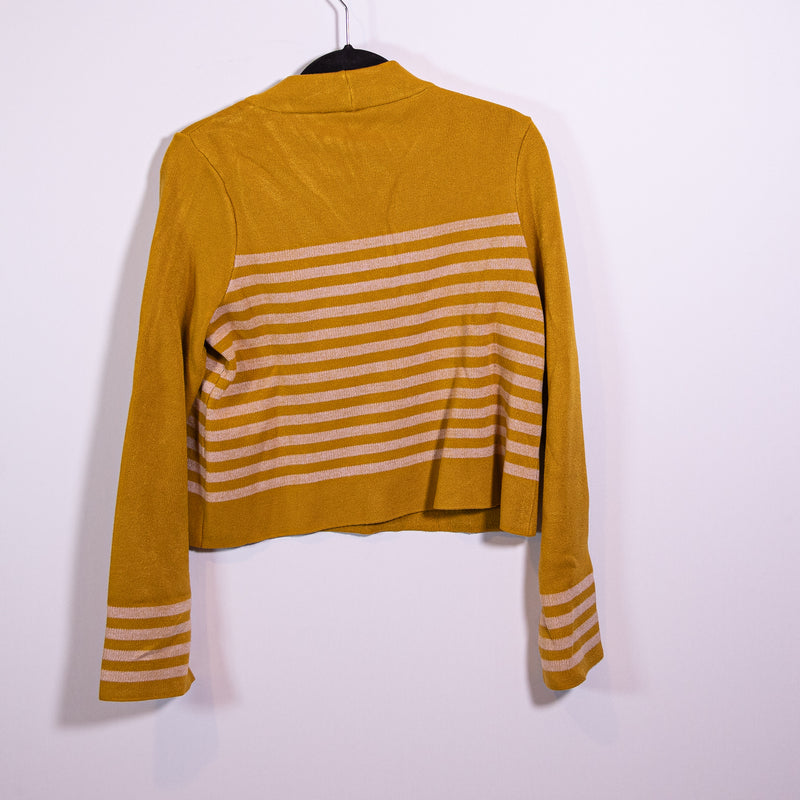 Moth Anthropologie Mock Neck Stripe Print Pattern Knit Stretch Pullover Sweater