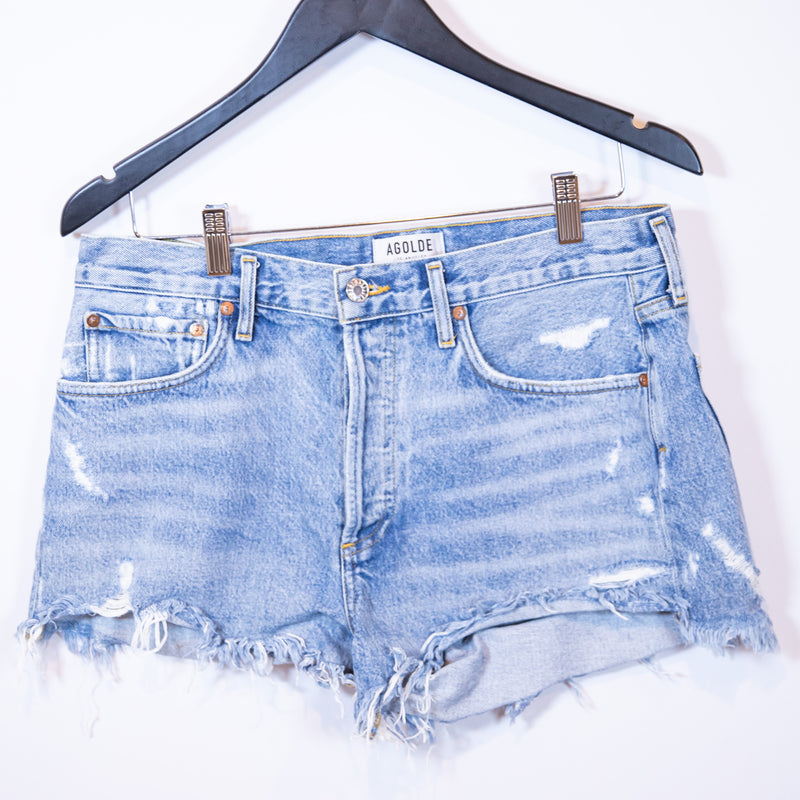 Agolde Denim Women's Parker Vintage Cut Off Distressed Mini Jean Shorts Swapmeet