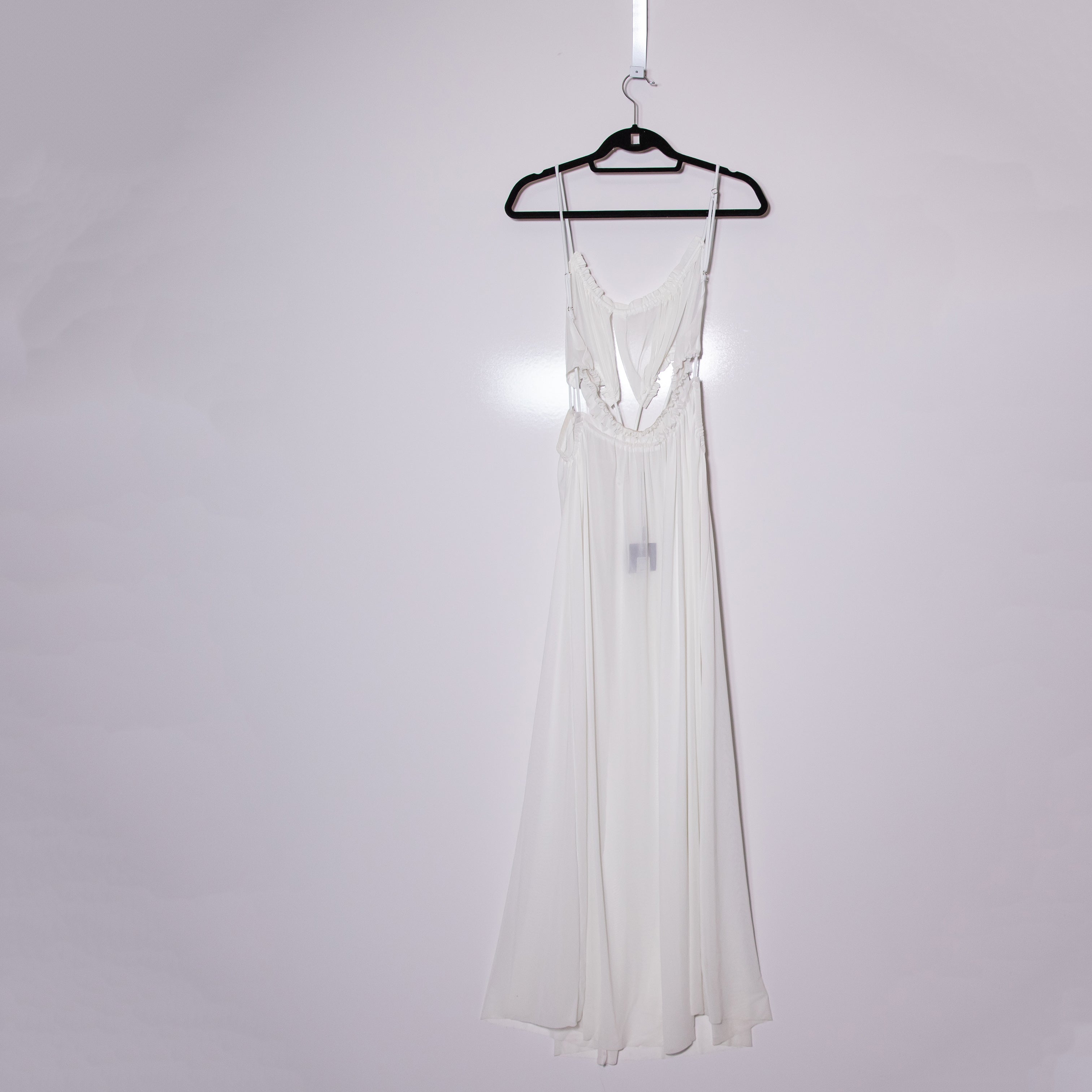 NEW Fashion Nova Summers With You Sheer Swim Cover Up Strappy Maxi Dress White