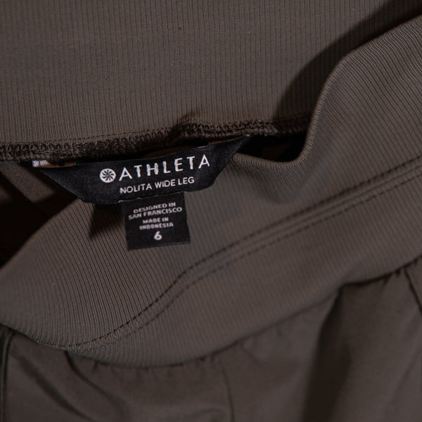 Athleta Women's Nolita Wide Leg Athletic Lounge Trouser Pants Olive Green 6