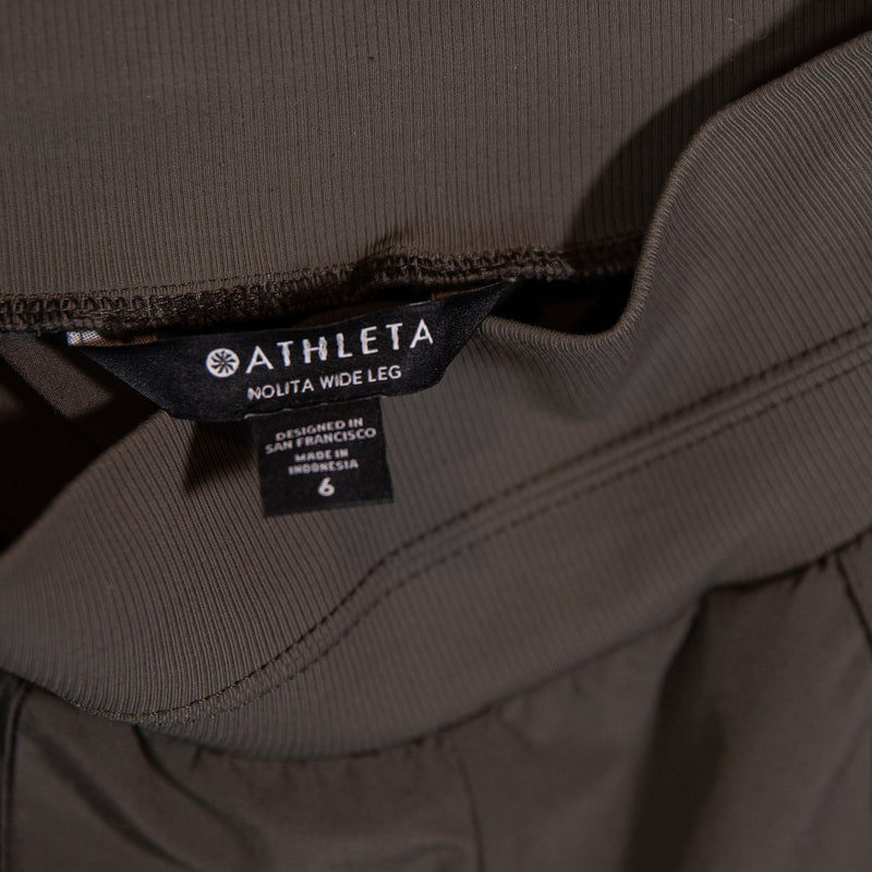 Athleta Women's Nolita Wide Leg Athletic Lounge Trouser Pants Olive Green 6