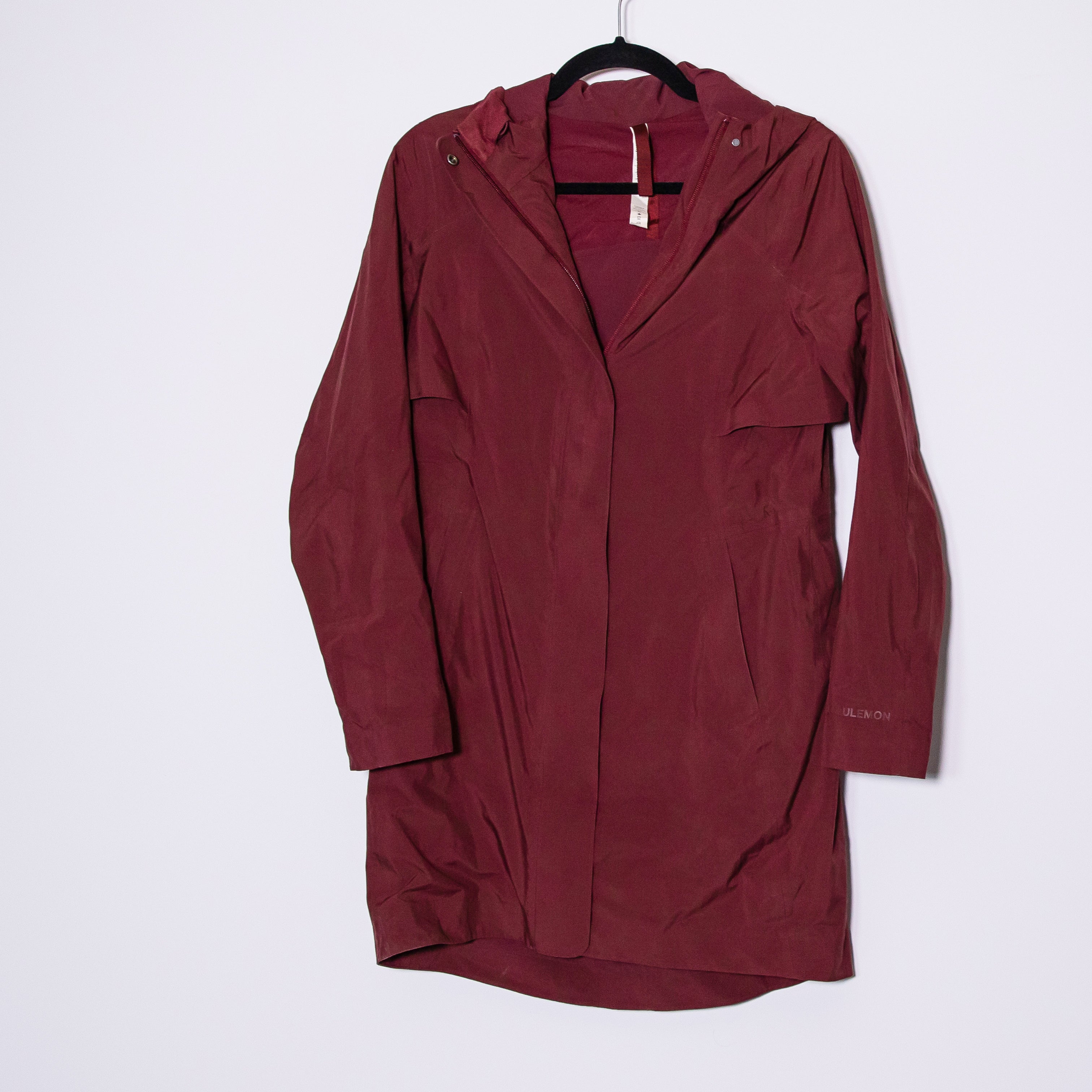Lululemon Women's Rain Rebel Waterproof Full Zip Hooded Jacket Coat Red Merlot 4