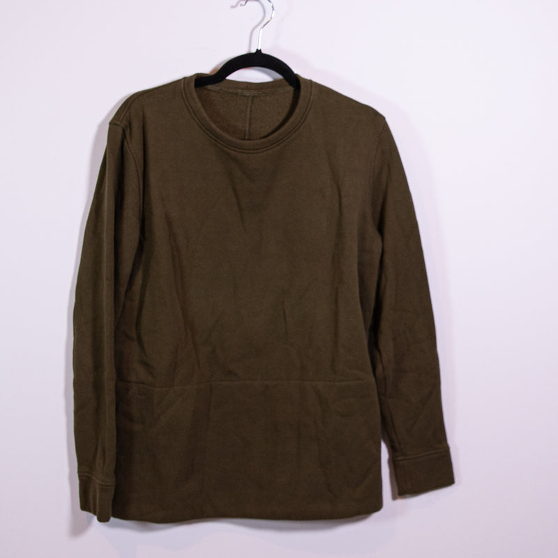 Lululemon Women's Crew Neck Cotton Fleece Line Pullover Side Zip Sweater Green 8