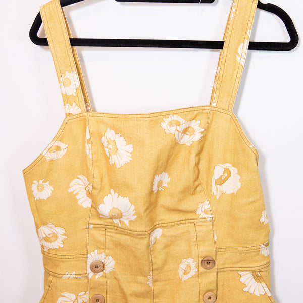 Sissa Anthropologie Daisy Days Yellow Floral Flower Print Pattern Jumpsuit 10