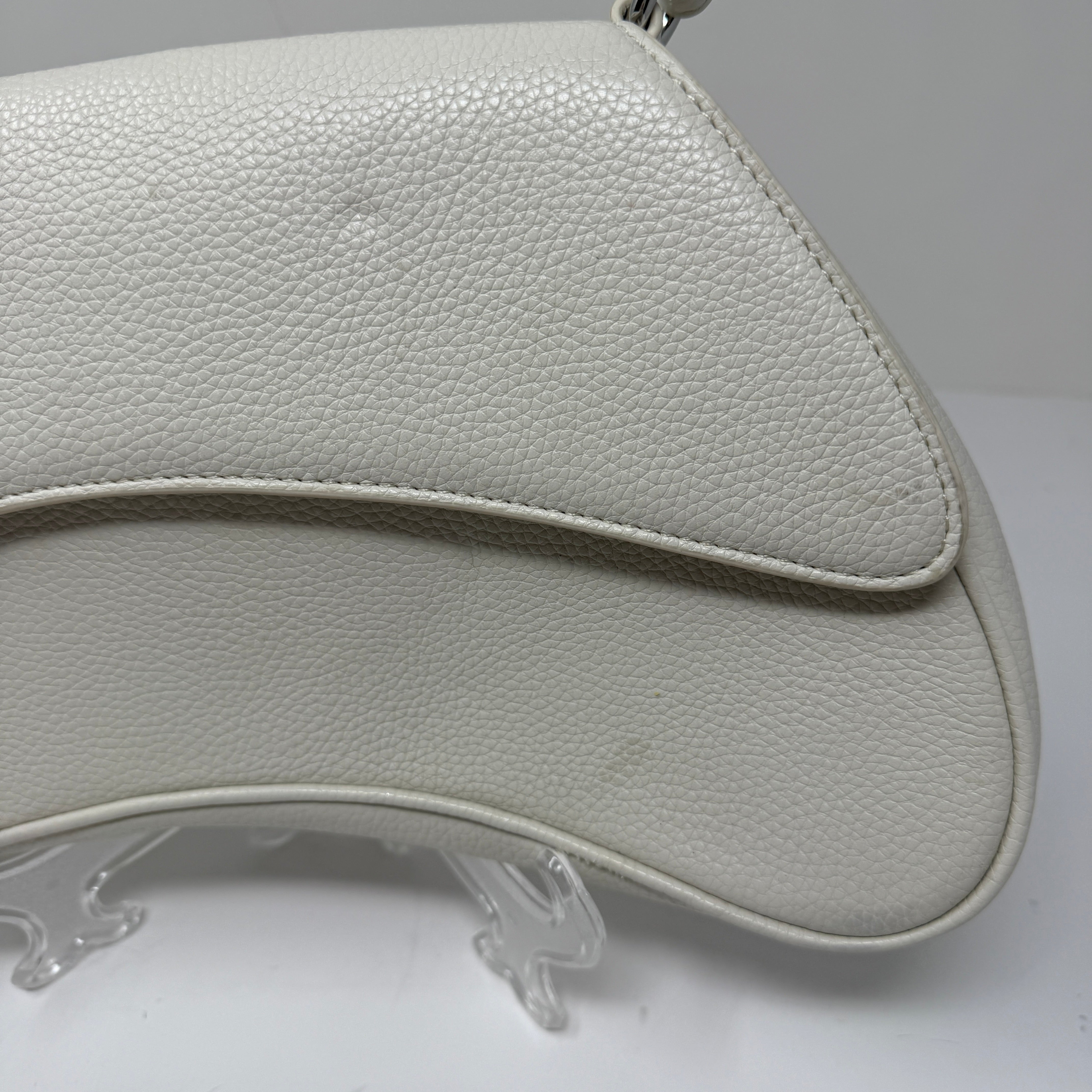 Simon Miller Boom Flap Leather Asymmetrical Shoulder Purse Bag White Ivory