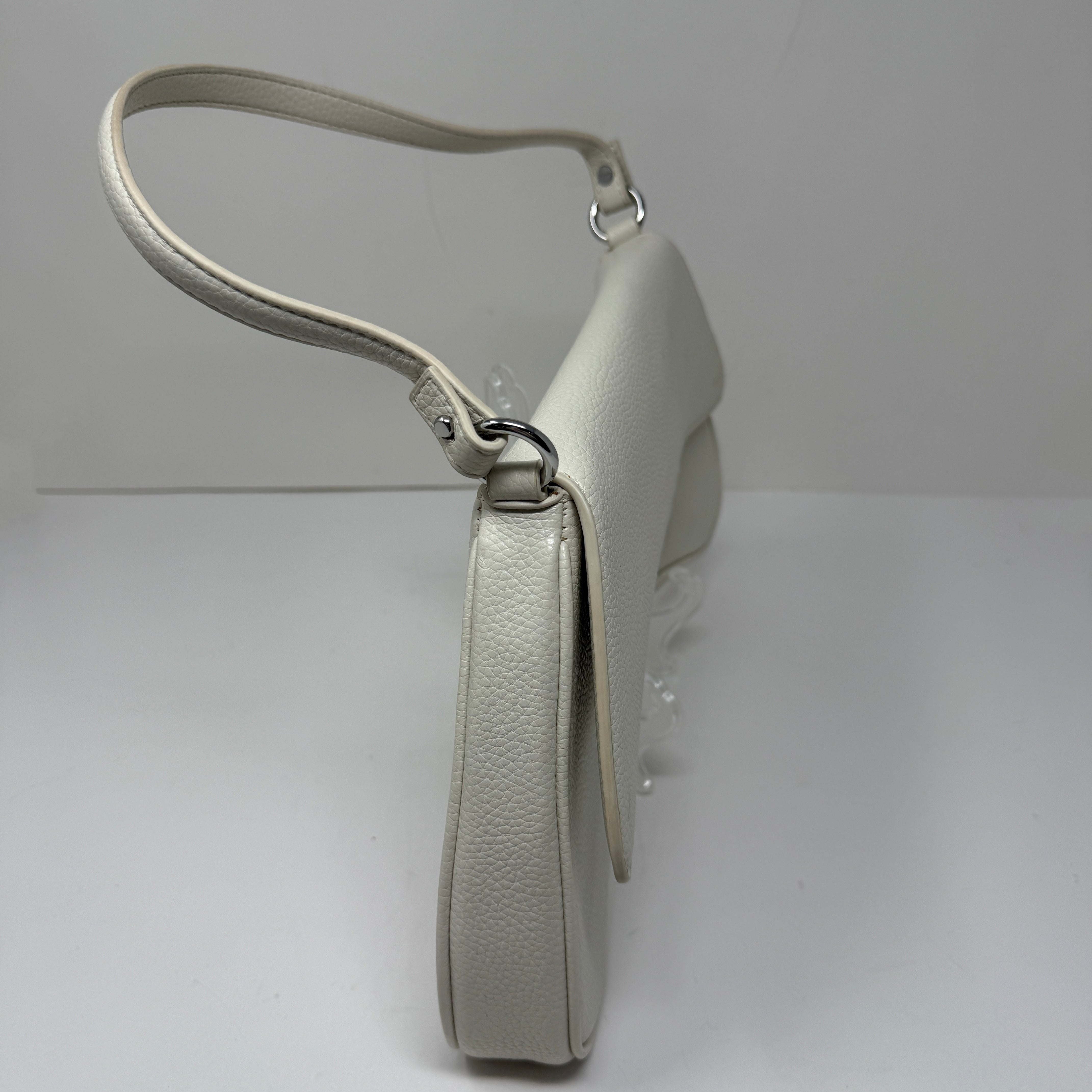 Simon Miller Boom Flap Leather Asymmetrical Shoulder Purse Bag White Ivory
