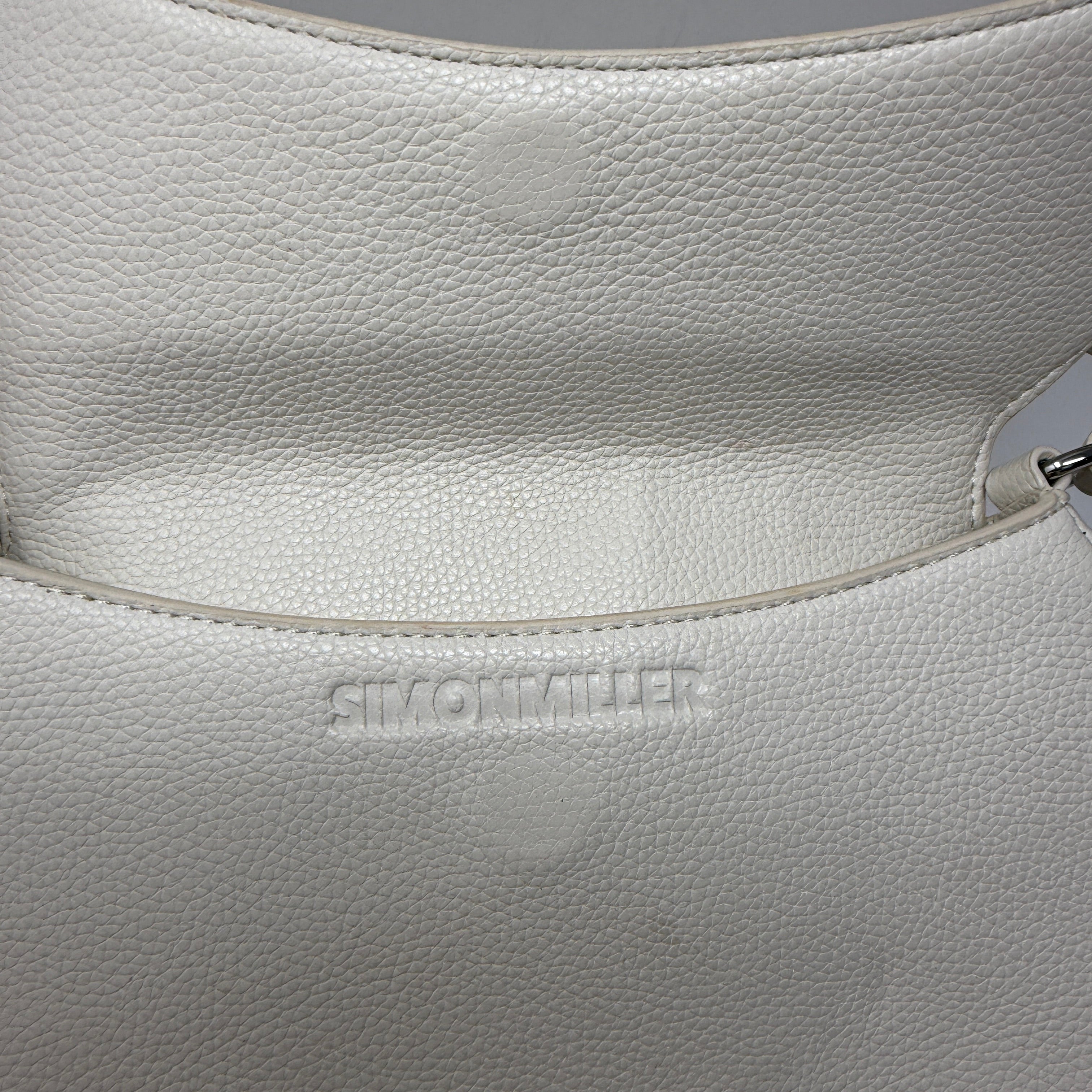 Simon Miller Boom Flap Leather Asymmetrical Shoulder Purse Bag White Ivory