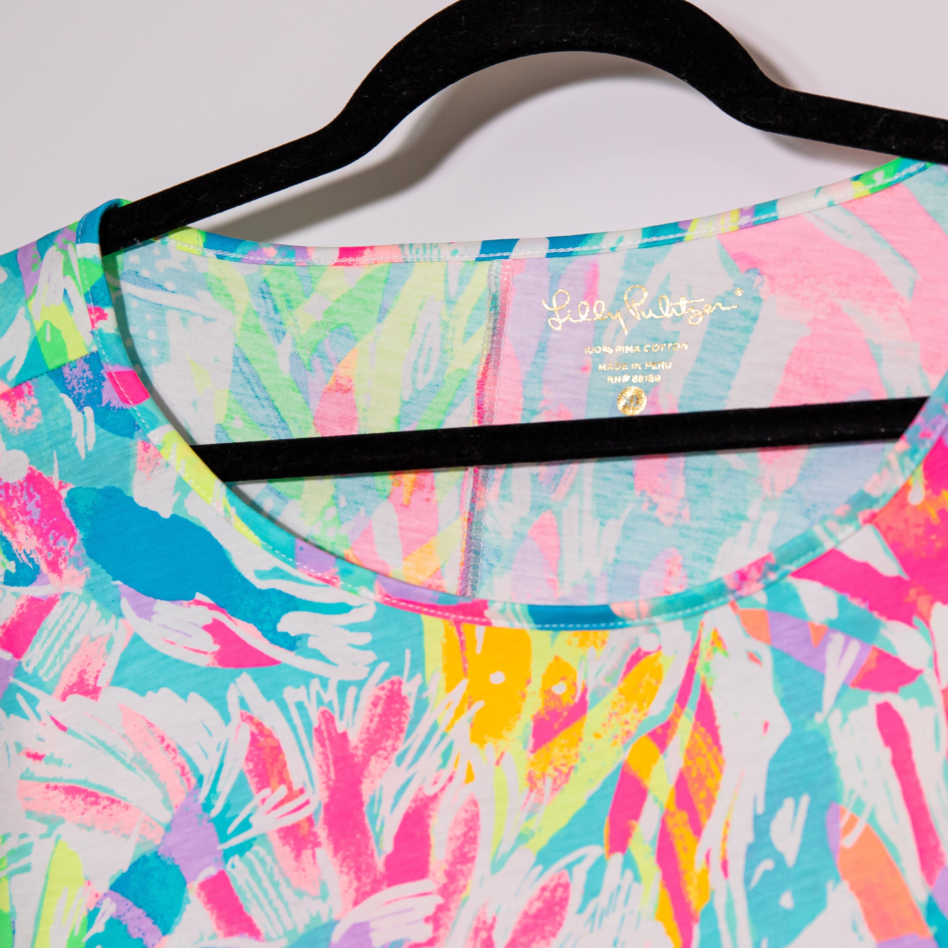 Lilly Pulitzer Marlowe Cotton Quarter Sleeve Pullover Mini Dress Sparkling Sands