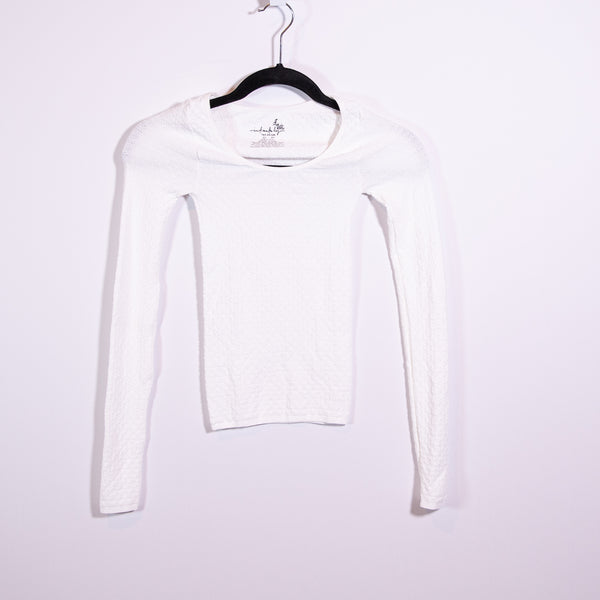 Free People Intimately Scoop Neck Stretch Smocked Long Sleeve Blouse Shirt Top&nbsp;