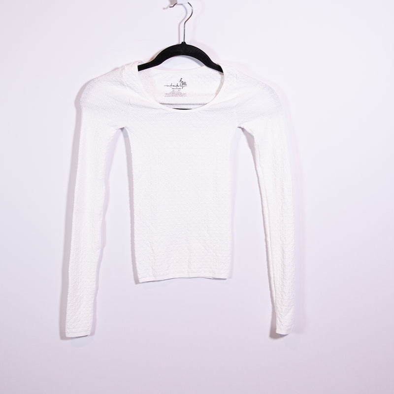 Free People Intimately Scoop Neck Stretch Smocked Long Sleeve Blouse Shirt Top&nbsp;