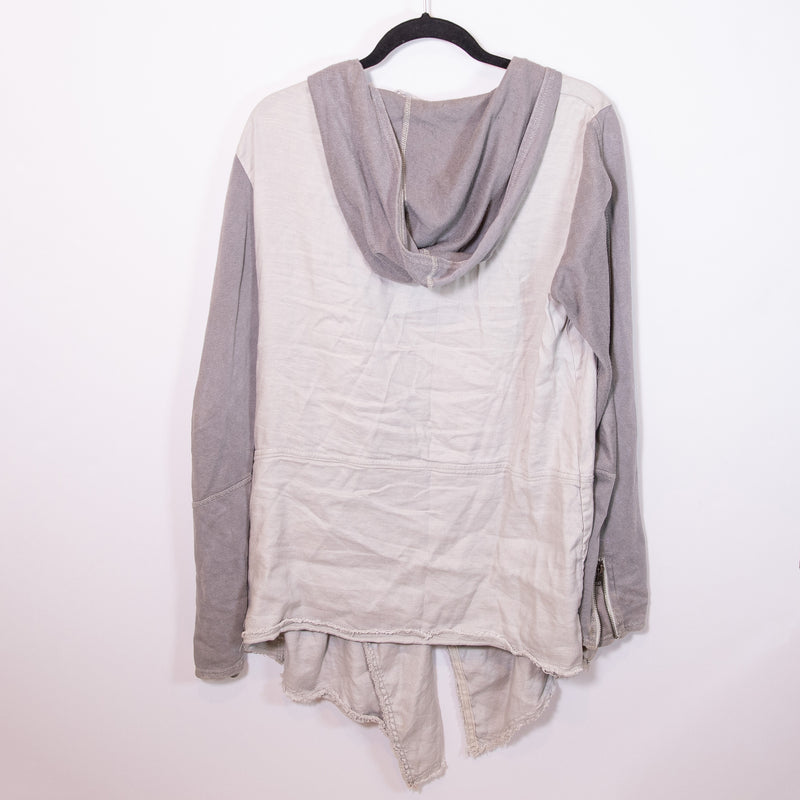 Free People Drippy Linen Asymmetrical Draped Long Sleeve Hooded Cardigan Sweater