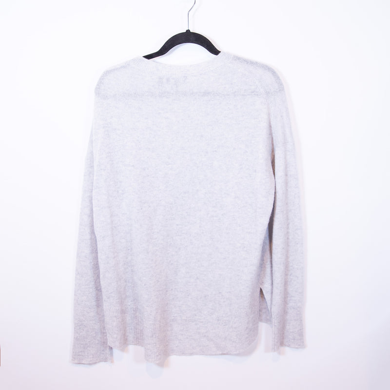 Theory Karenia Cashmere Stretch Knit Crew Neck Long Sleeve Sweater Gray Large