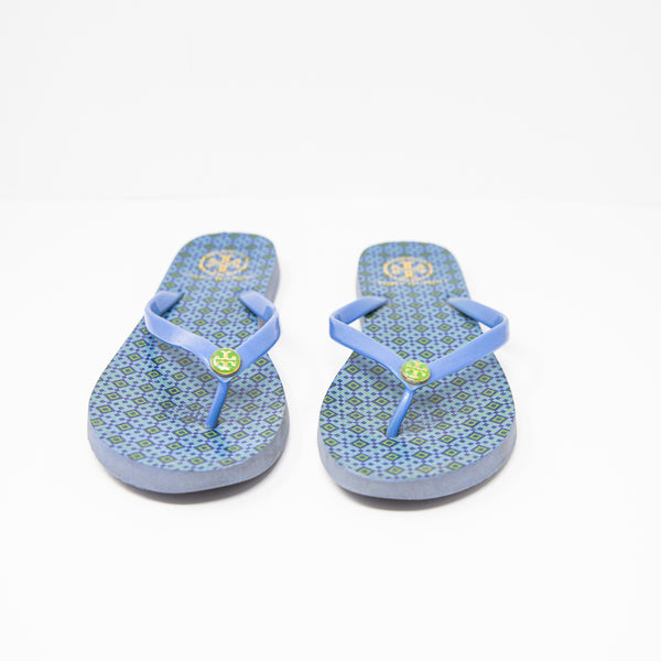 Tory Burch Women's Rubber Print Pattern Flat Slip On Flip Flop Sandals Shoes 8