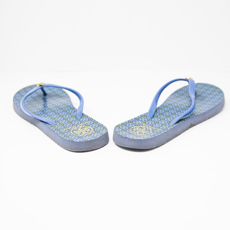 Tory Burch Women's Rubber Print Pattern Flat Slip On Flip Flop Sandals Shoes 8